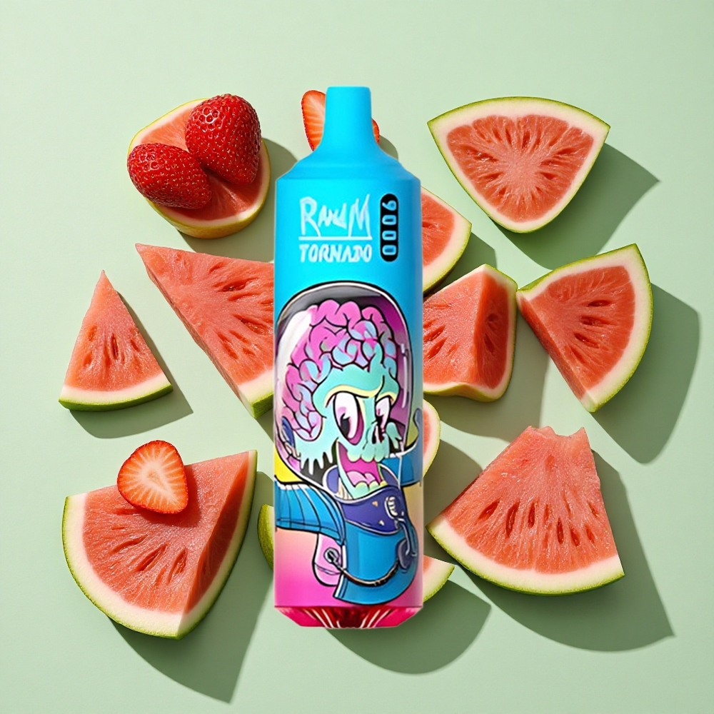 RandM Fumot Tornado 9000 Puffs Jordbær Vannmelon engros Norge 18 mL Mesh Coil