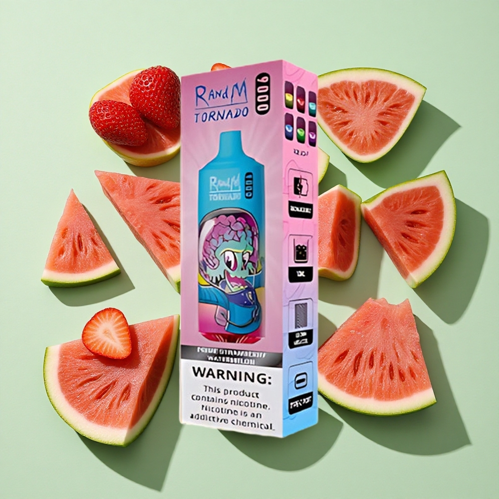 RandM Fumot Tornado 9000 Puffs Jordbær Vannmelon engros Norge 18 mL Mesh Coil