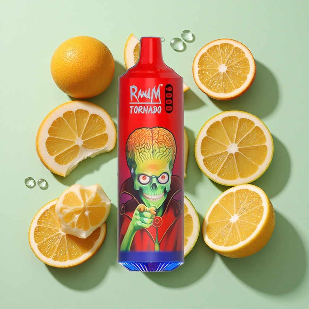 RandM Fumot Tornado 9000 Puffs Lyst Is Engangs Vape med 54 Smaker og 18 mL E-væske engros Norge