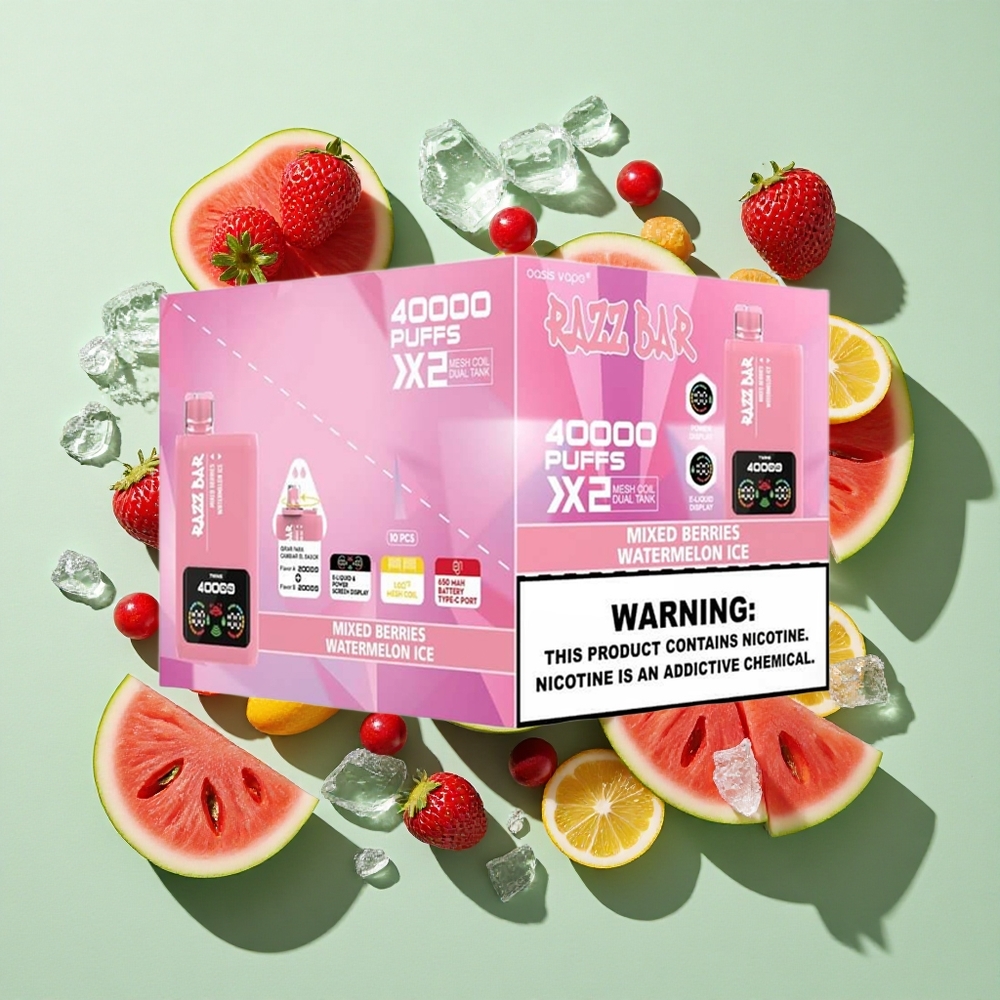 Razz Bar 40000 Puffs Blandede Bær_Watermelon Is Engangs Vape Skjermdisplay Type-C Port engros Norge