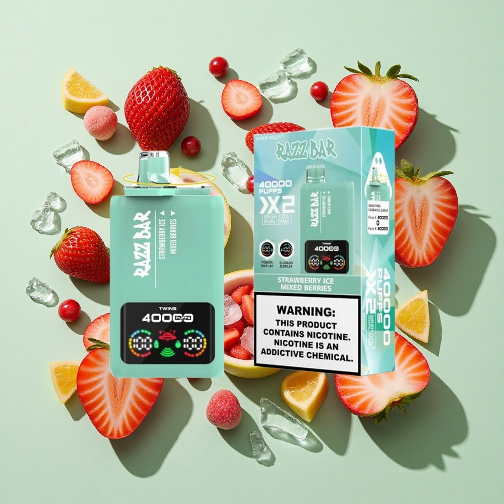 Razz Bar 40000 Puffs Engangs Vape Jordbær Is_Blandede Bær engros Norge Skjermvisning 650 Mah Batteri