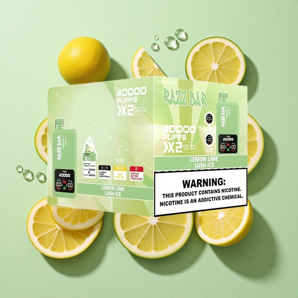 Razz Bar 40000 Puffs Sitron Lime_Lush Is engros Norge Power Skjerm Display 650 Mah Battery