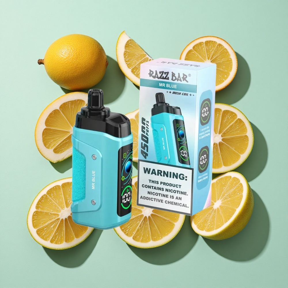 Razz Bar 45000 Puffs Engangs Vape Mr Blå engros Norge Type-C Lader 20 mg/ml Nikotin