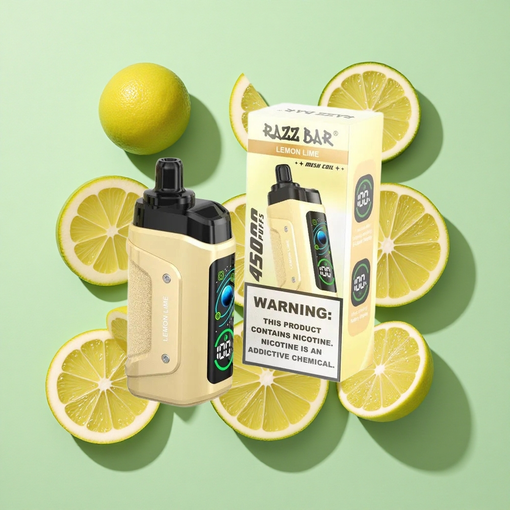 Razz Bar 45000 Puffs Engangs Vape Sitron Lime og Bringebær engros Norge 650 mAh Type-C