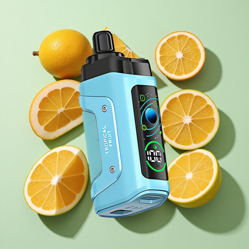 Razz Bar 45000 Puffs Engangs Vape Tropisk Frukt og Bringebær engros Norge 1.0 Ohm Mesh Coil Type-C