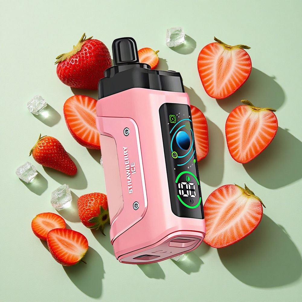 Razz Bar 45000 Puffs Jordbær Is Engangs Vape engros Norge Justerbar Luftstrøm 1.0 Ohm Mesh Coil