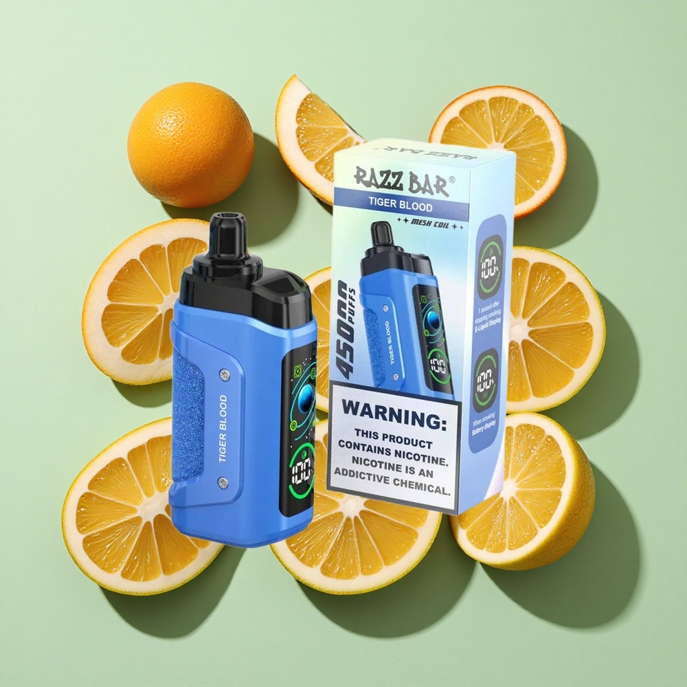 Razz Bar 45000 Puffs Tigerblod Engangs Vape 1.0 Ohm Mesh Coil engros Norge