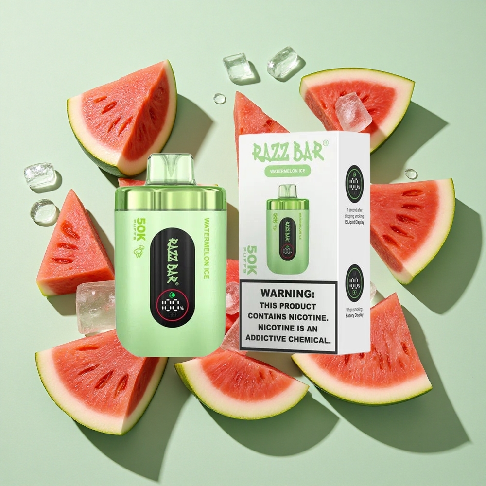 Razz Bar 50K Puffs Engangs Vape Vannmelon Is engros Norge 1.0 Ohm Mesh Coil