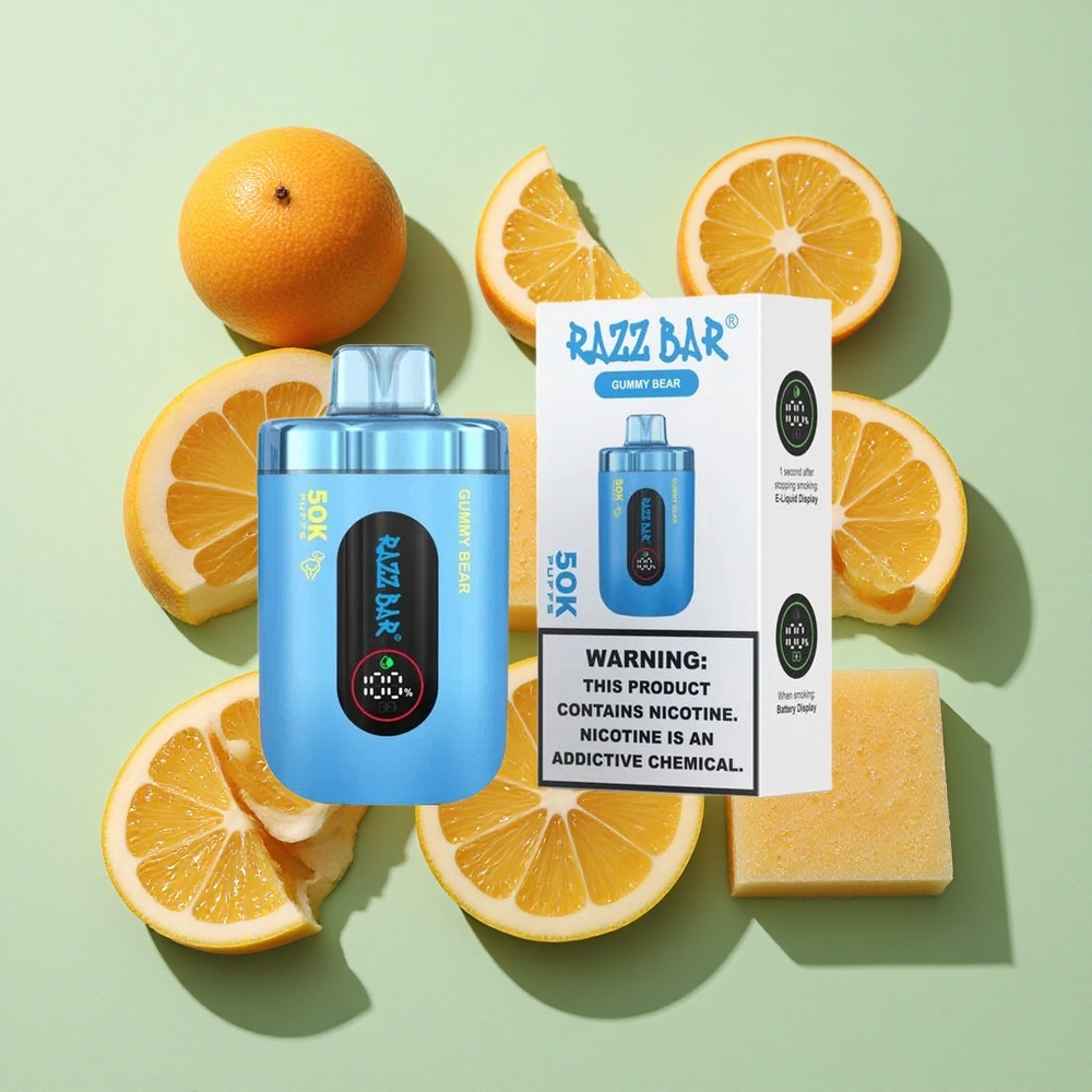 Razz Bar 50K Puffs Gummy Bjørn Engangs Vape 50000 Puffs Type-C Opladbar engros Norge