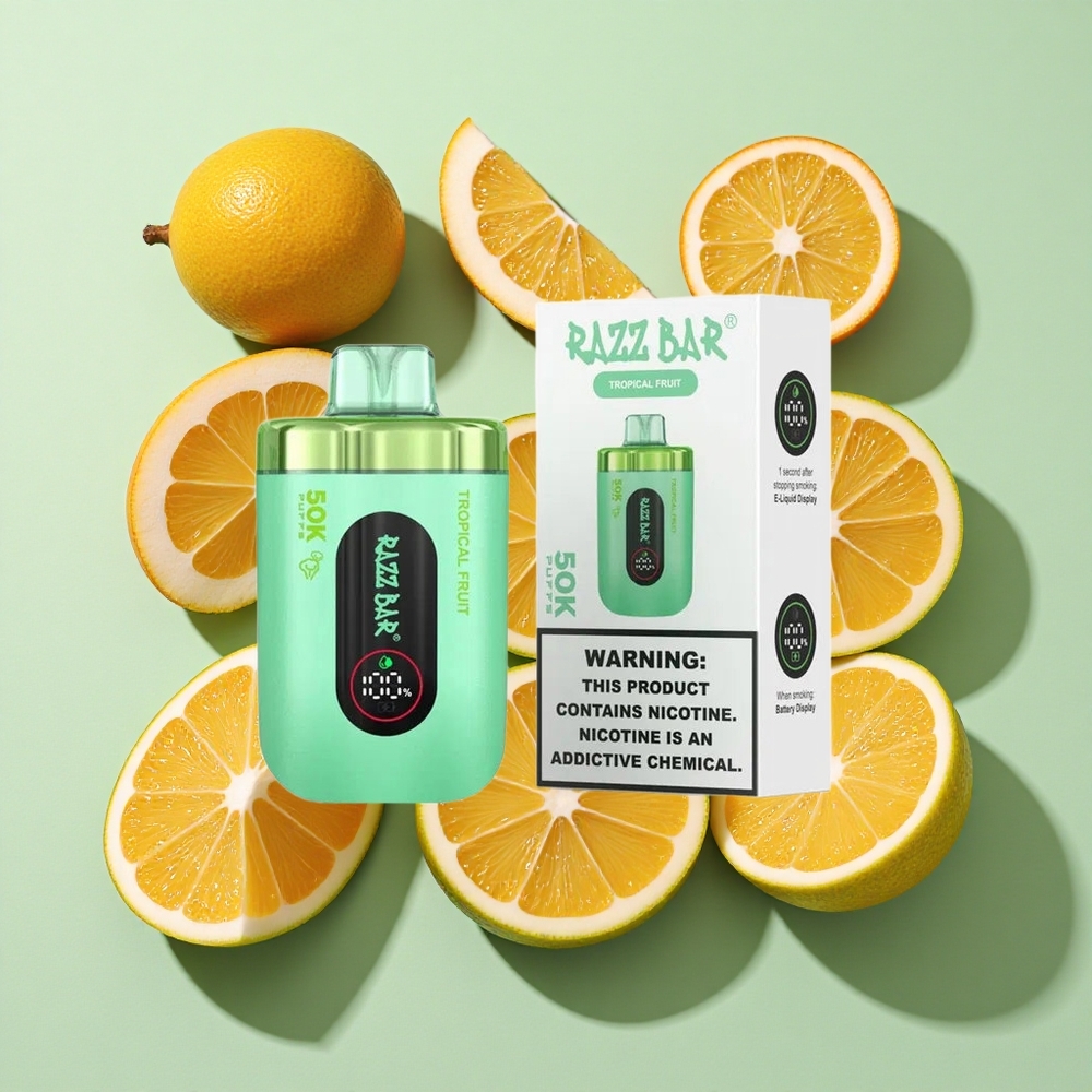Razz Bar 50K Puffs Tropisk Frukt Engangs Vape 50 000 Puffs Engros Norge Type-C Ladbar