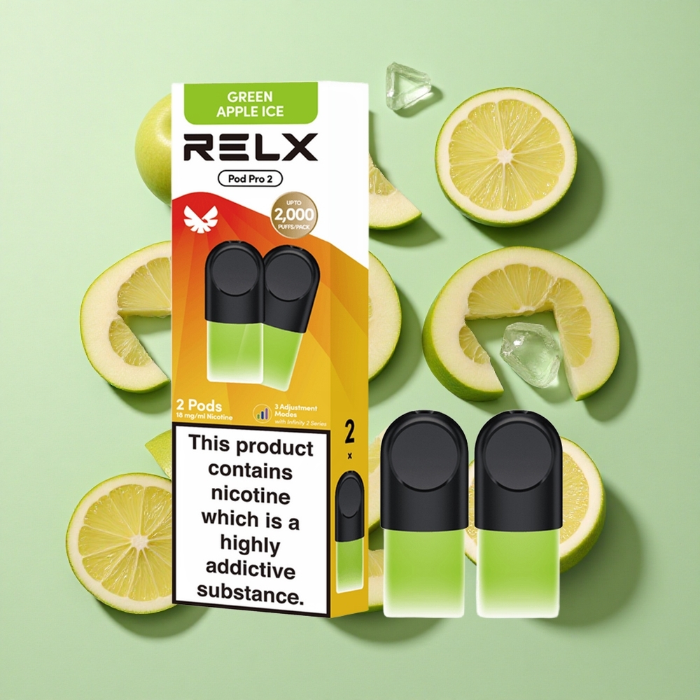 RELX Pod Pro 2 600 puffs Grønt Eple Is engros Norge 1.8% nikotin