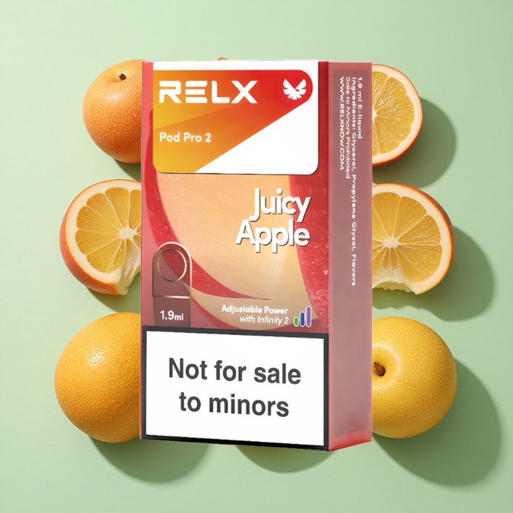 RELX Pod Pro 2 600 puffs Juicy Apple (Saftig Eple) engros Norge 0% nikotin 1.9ml