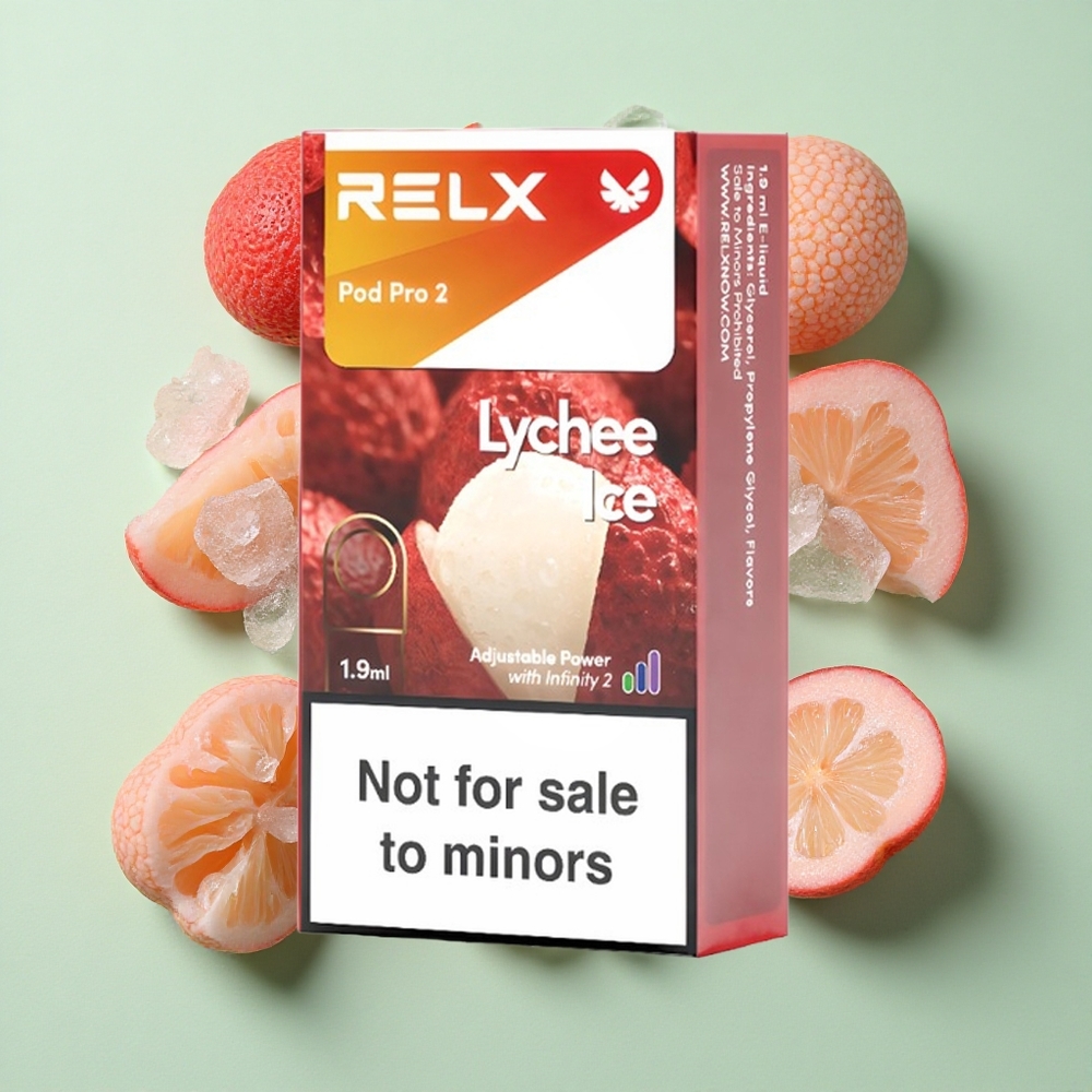 RELX Pod Pro 2 600 puffs Litchi Is engros Norge 0% nikotin 1.9ml