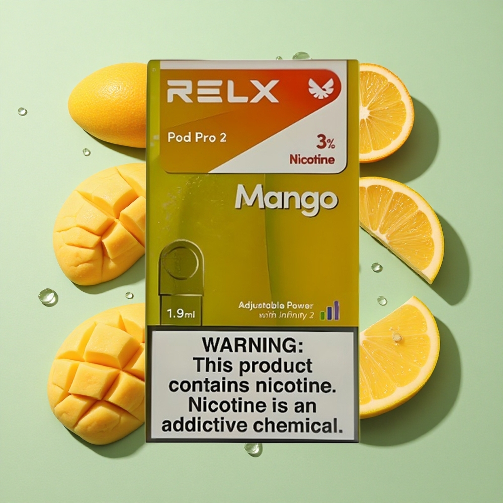 RELX Pod Pro 2 600 puffs Mango Is (3% nikotin, 1.9ml) engros Norge