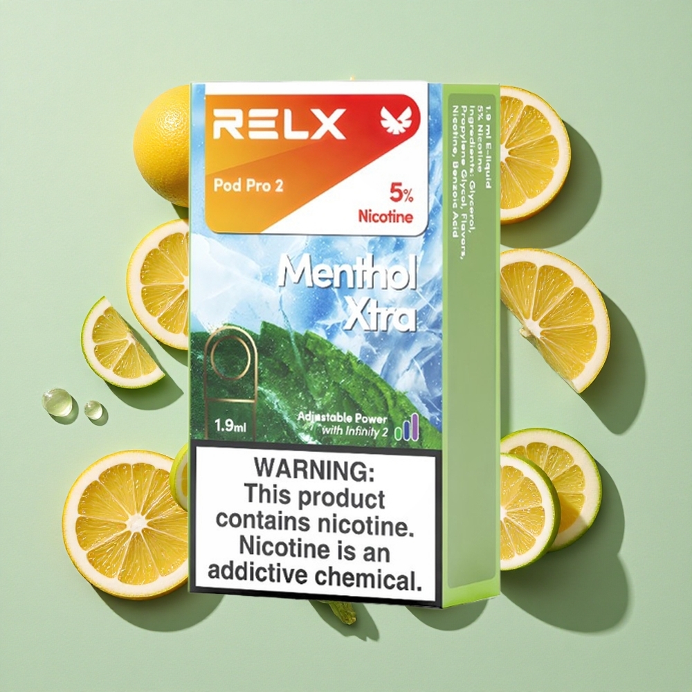 RELX Pod Pro 2 600 puffs Mentol Xtra engros Norge 5% nikotin 1,9ml