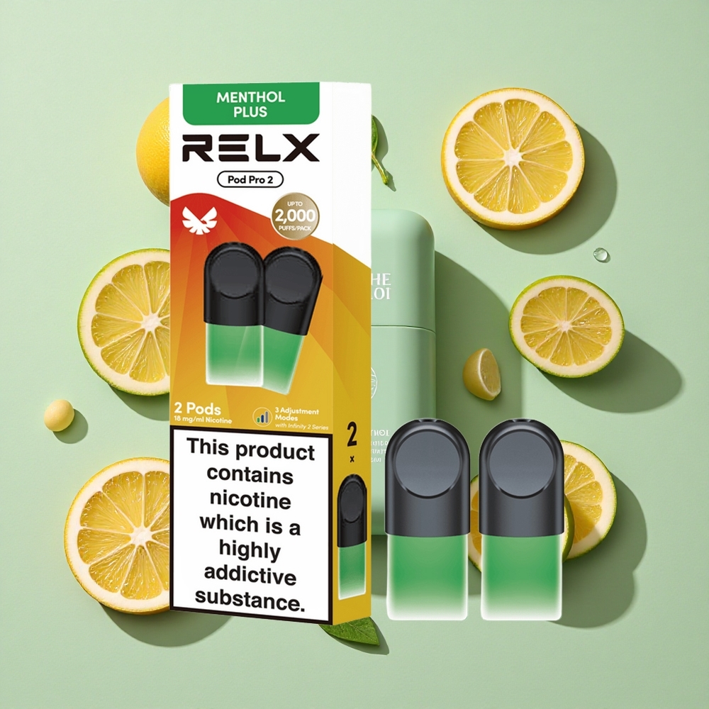 RELX Pod Pro 2 600 puffs Mynte-Menthol engros Norge 1.9ml 3 spenningsmoduser