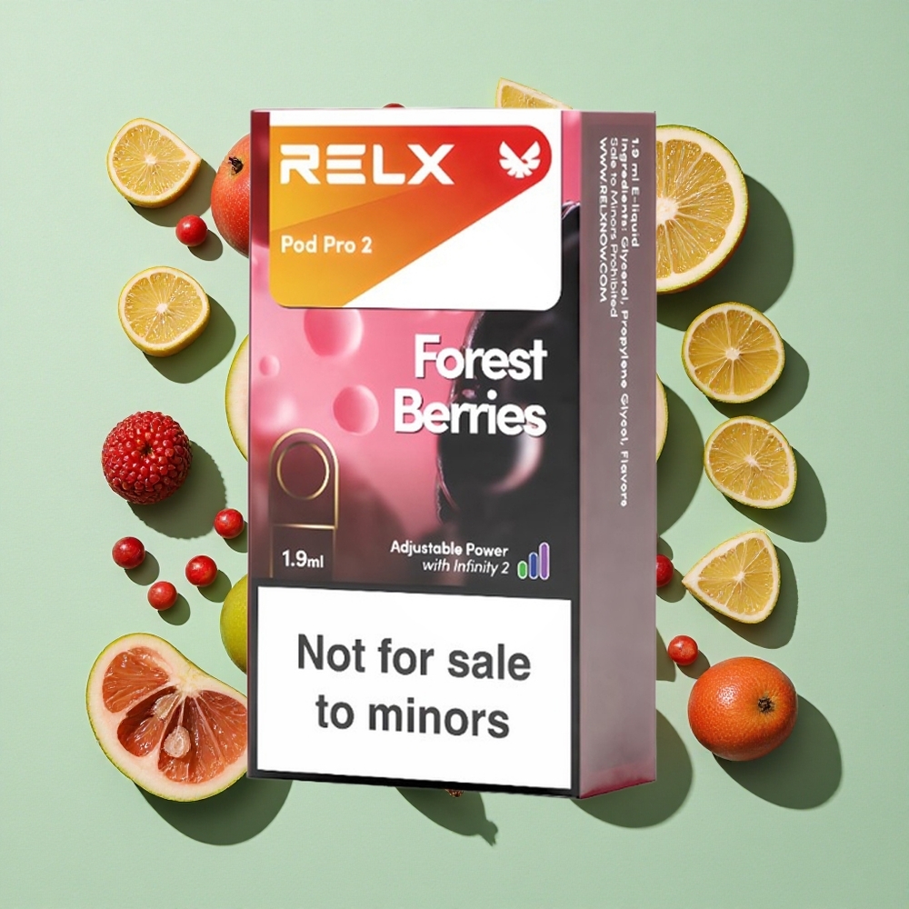 RELX Pod Pro 2 600 puffs Skogsbær engros Norge 0% nikotin 1.9ml