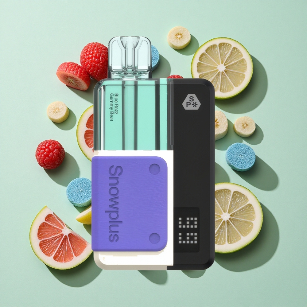 Snowplus Swift 15000 Puffs Blå Bringebær Gummy Bear Pod Kit engros Norge Dual Mesh 2+10ml