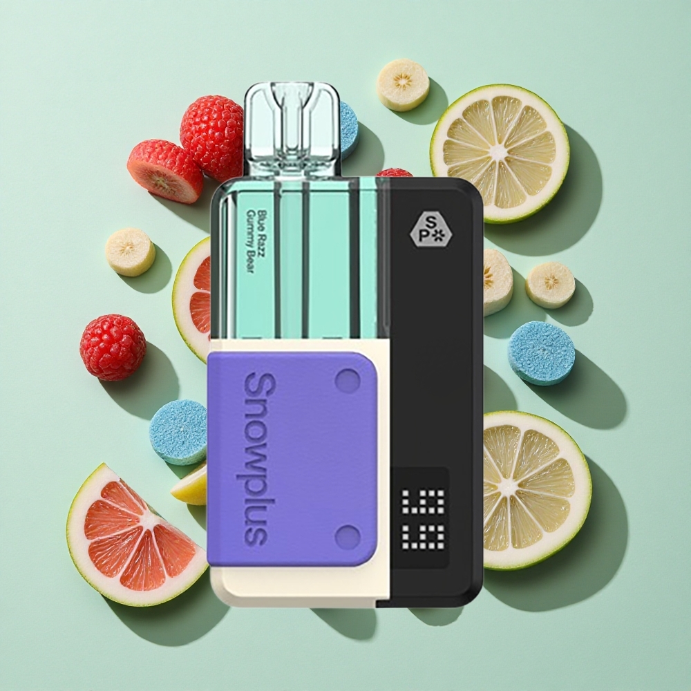 Snowplus Swift 5000 Puffs Blå Bringebærgummi Bear 1000 mAh Batteri engros Norge Dual Mesh