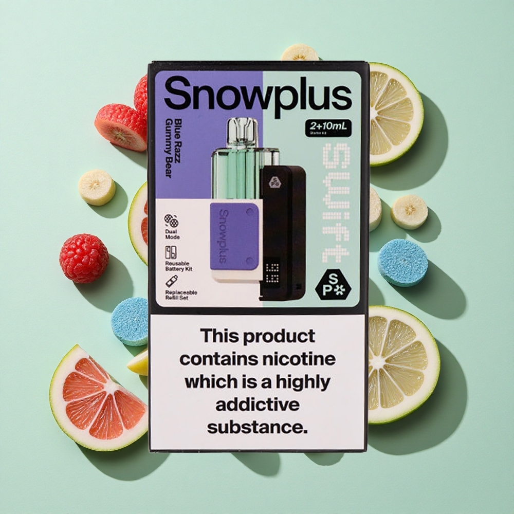 Snowplus Swift 5000 Puffs Blå Bringebærgummi Bear 1000 mAh Batteri engros Norge Dual Mesh