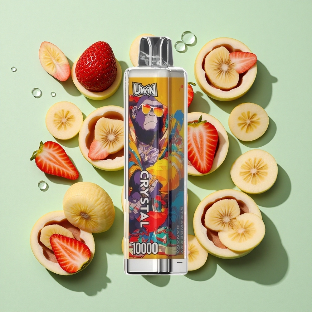 UWIN Crystal 10000 Puffs Jordbær Banan engros Norge 18ml RGB