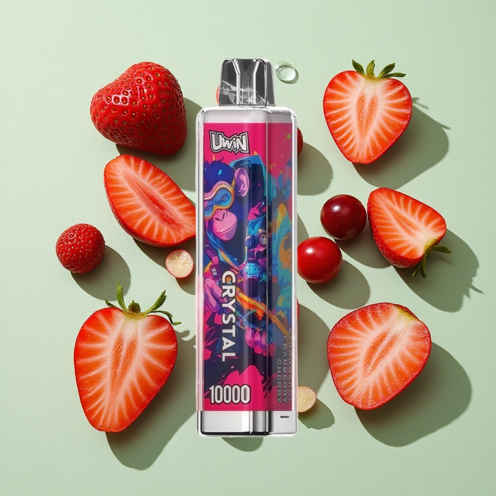 UWIN Crystal 10000 Puffs Jordbær Tranebær Kirsebær engros Norge Type-C ladning RGB lys