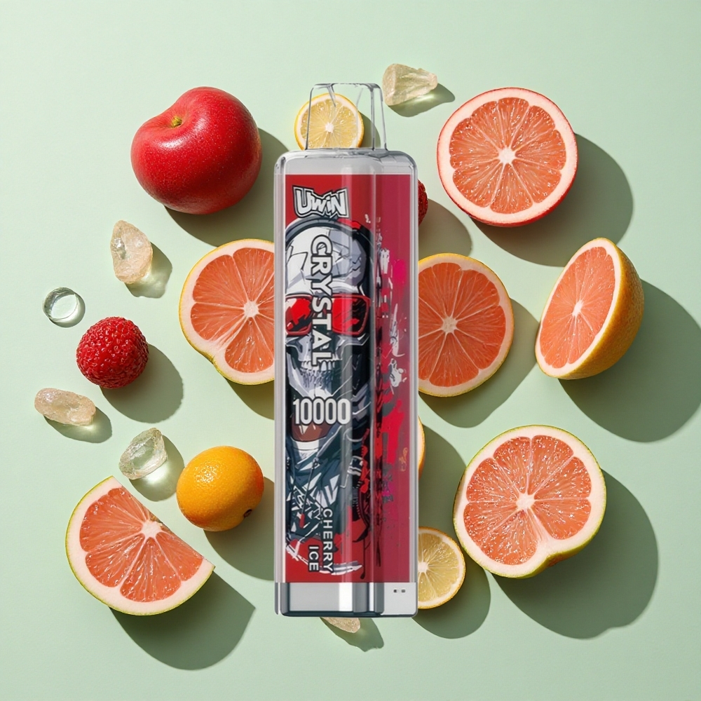 UWIN Crystal 10000 Puffs Kirsebær Is Engangs Vape 18ml engros Norge RGB-lys