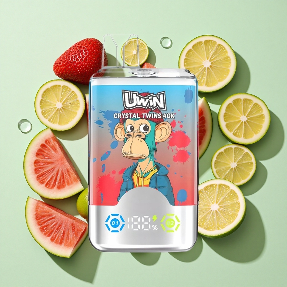 UWIN Crystal Twins 40000 Puffs Jordbær Vannmelon Sitron Lime engros Norge 32ml & 850mAh