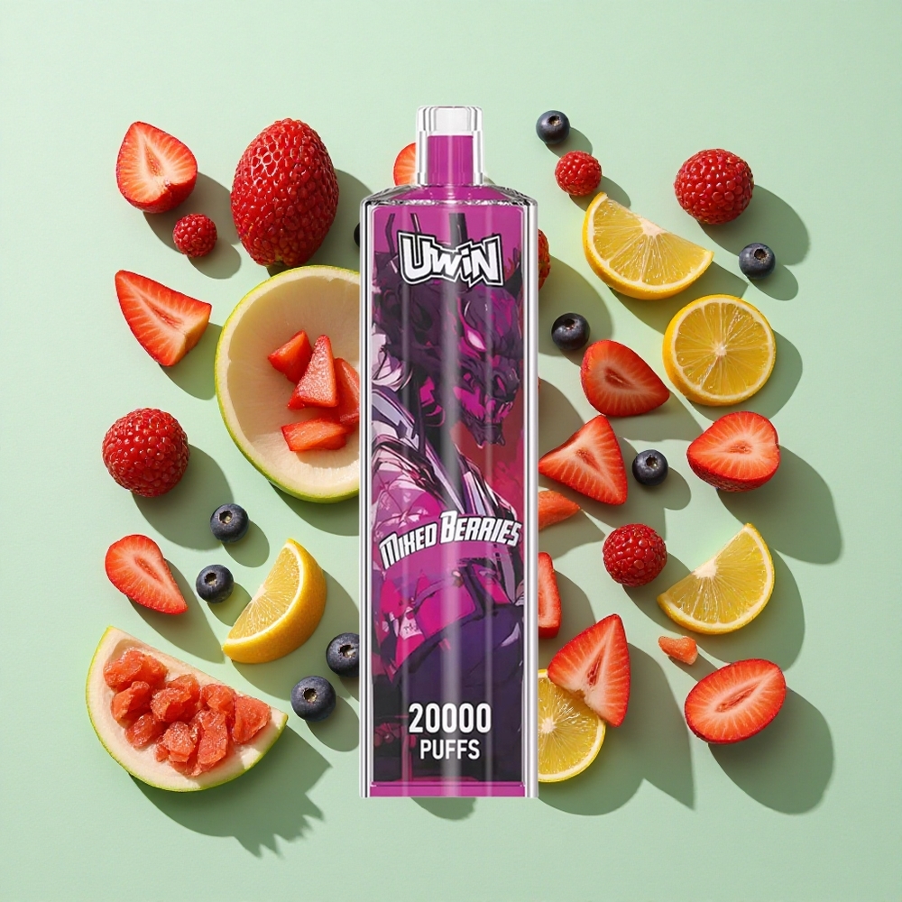 Uwin Shisha Crystal 20000 Puffs Blandede Bær engros Norge 22ml Type-C