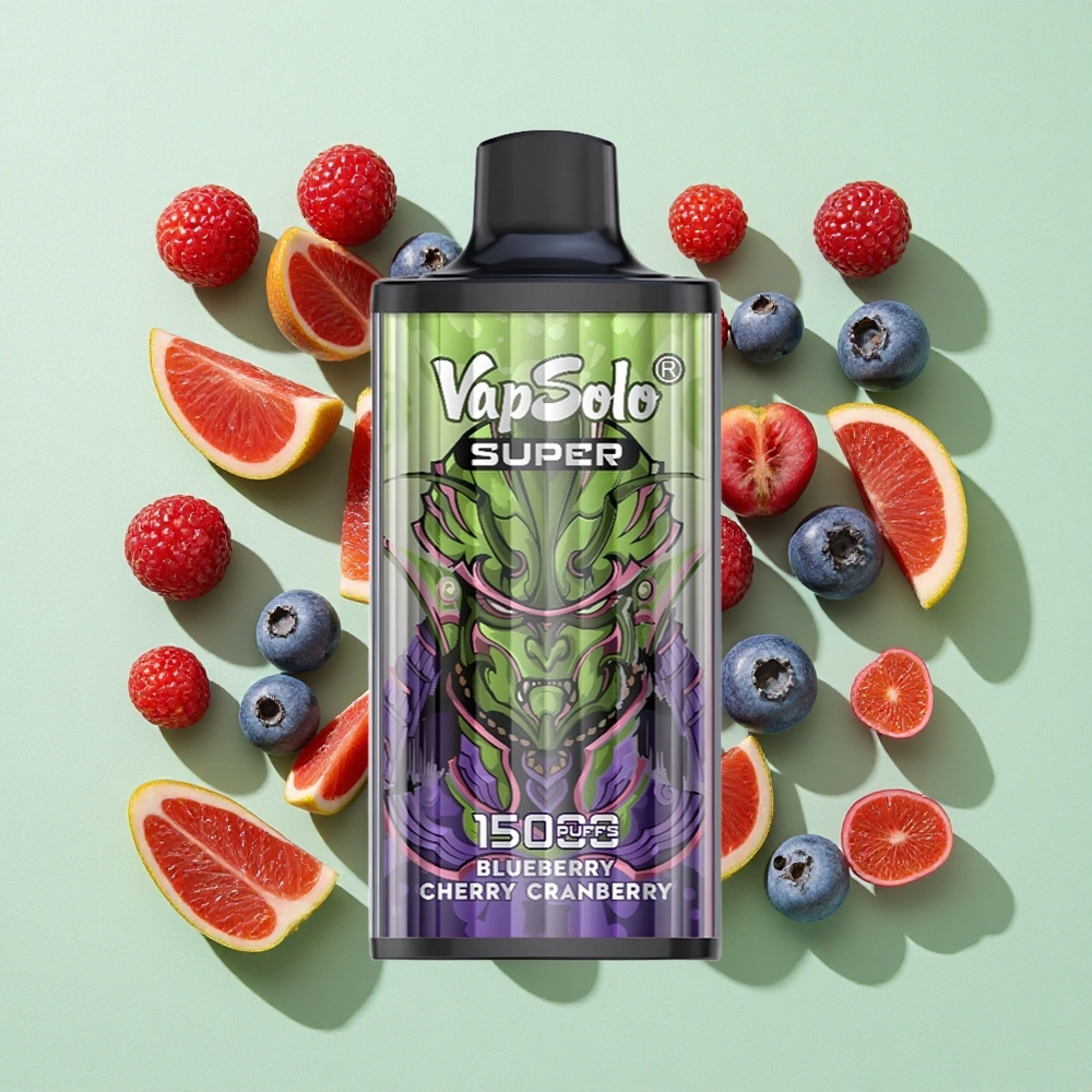 Vapsolo Super 15000 Puffs Blåbær Kirsebær Tranebær engros Norge 40ml 850mAh