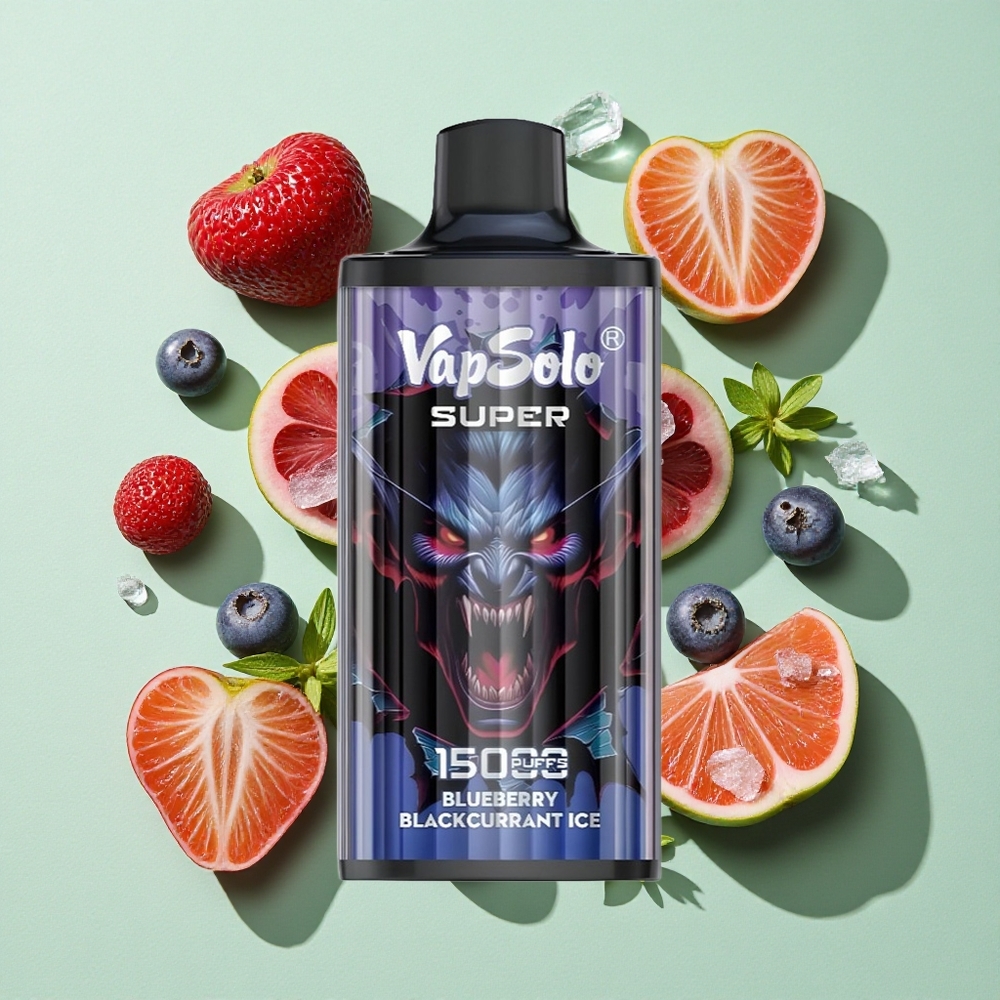 Vapsolo Super 15000 Puffs Blåbær Solbær Is engros Norge 40ml 850mAh