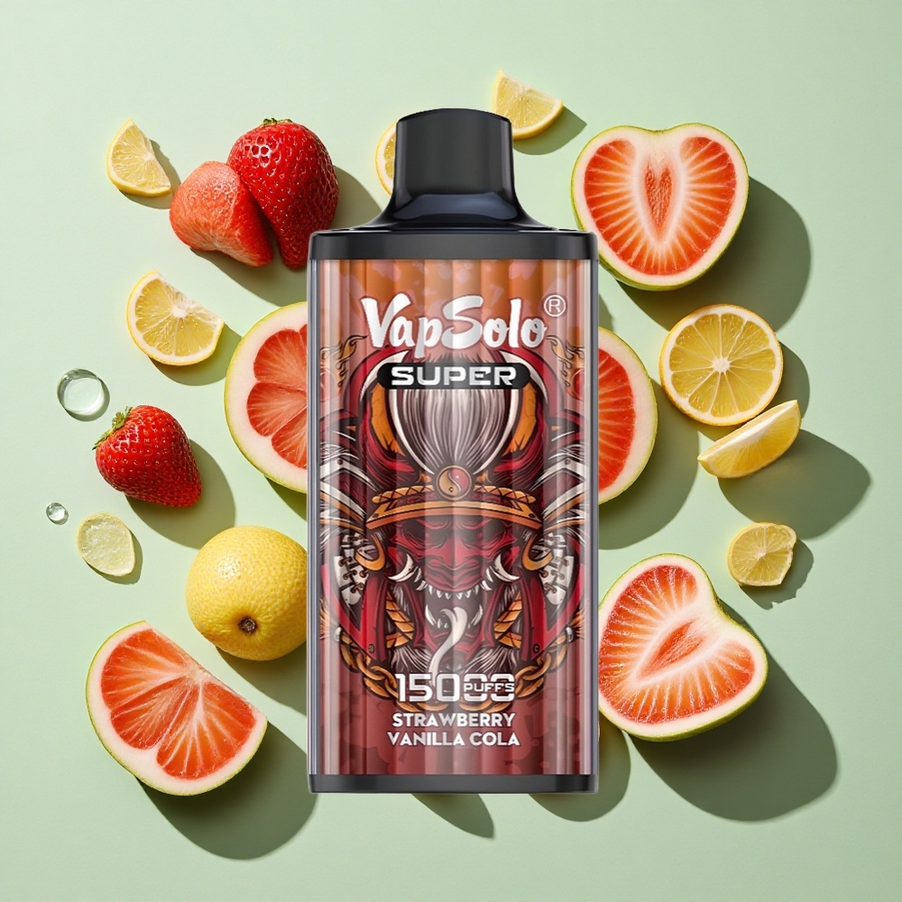Vapsolo Super 15000 Puffs Jordbær Vanilje Cola engros Norge 40ml E-Liquid