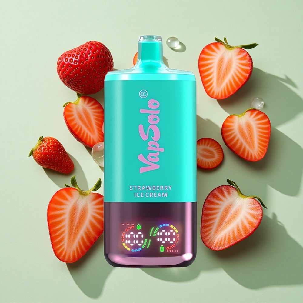 VapSolo Triple 30000 Puffs Jordbær Iskrem 40ml engros Norge Type-C