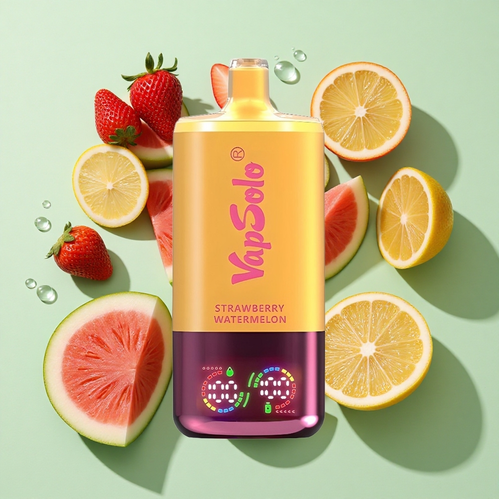 VapSolo Triple 30000 Puffs Jordbær Vannmelon & Sitrus Fersken engros Norge 40ml Type-C