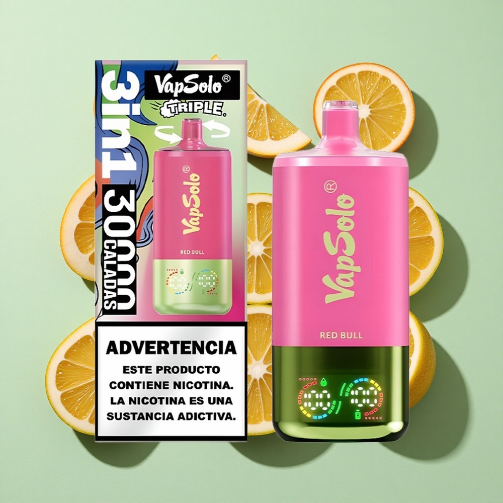 VapSolo Triple 30000 Puffs Red Bull (Rødt Okse) 40ml engros Norge Type-C