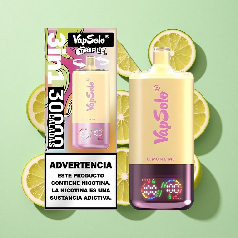 VapSolo Triple 30000 Puffs Sitron Lime engros Norge 40ml Type-C