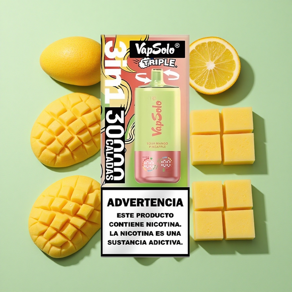VapSolo Triple 30000 Puffs Sur Mango Ananas engros Norge 40ml E-Likvid