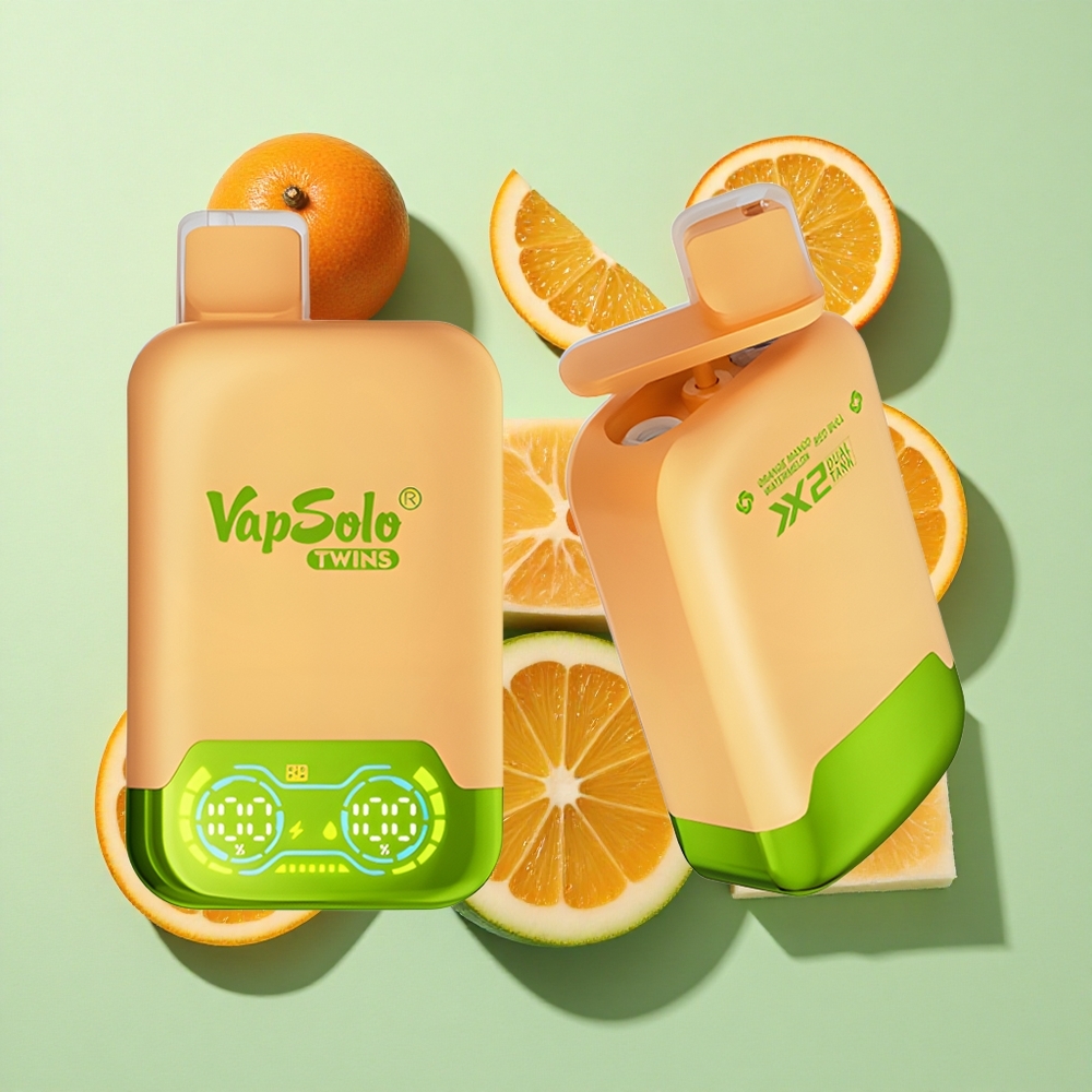 Vapsolo Twins 20000 Puffs Appelsin Mango Vannmelon & Red Bull engros Norge Type-C lading 40 ml
