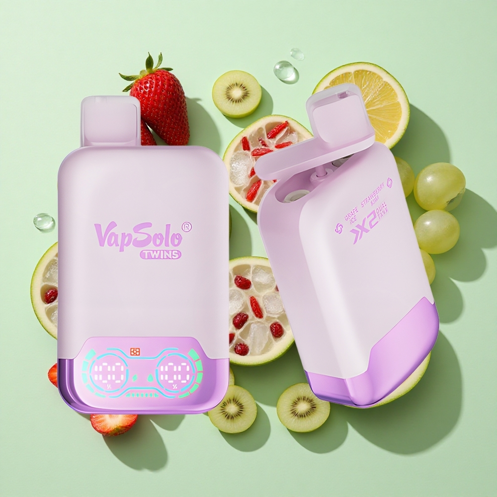 Vapsolo Twins 20000 Puffs Druer Is & Jordbær Kiwi engros Norge 40 ml E-Likvid