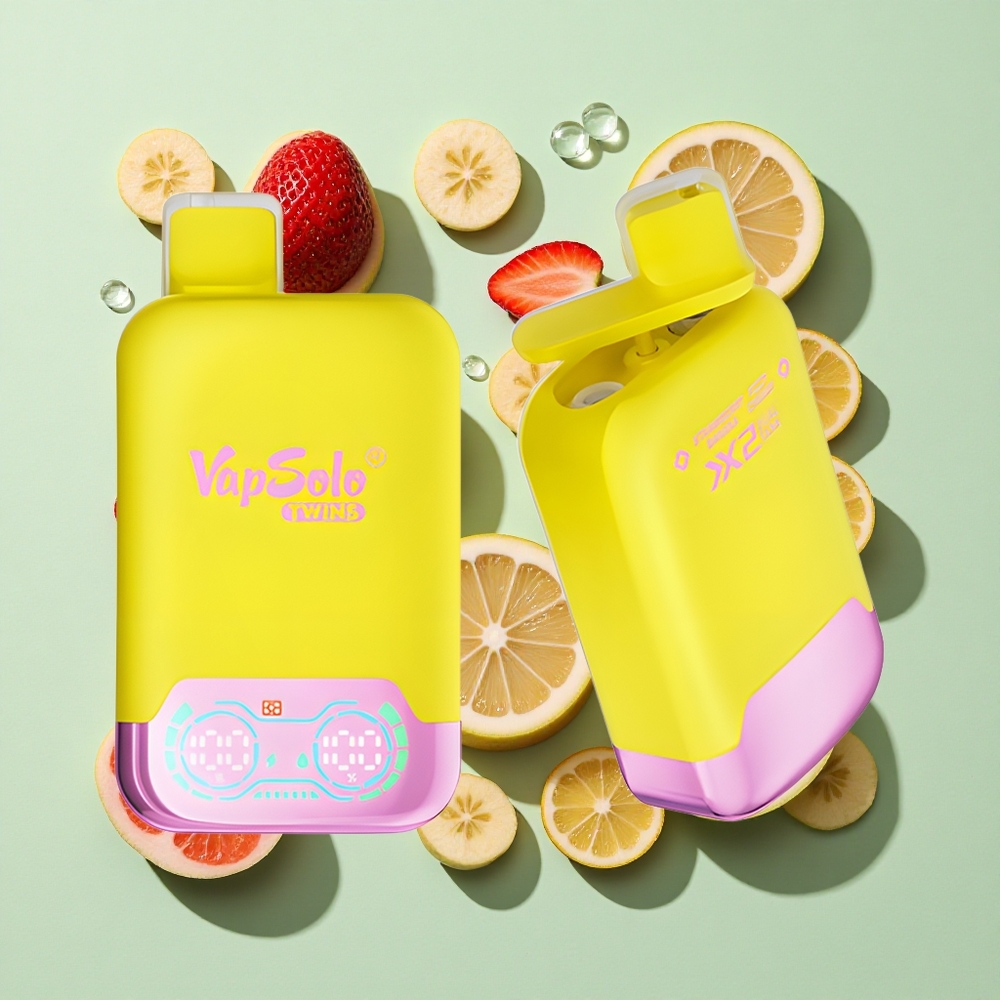Vapsolo Twins 20000 Puffs Jordbær Banan & Sitron Kirsebær engros Norge 40 ml E-Væske Type-C