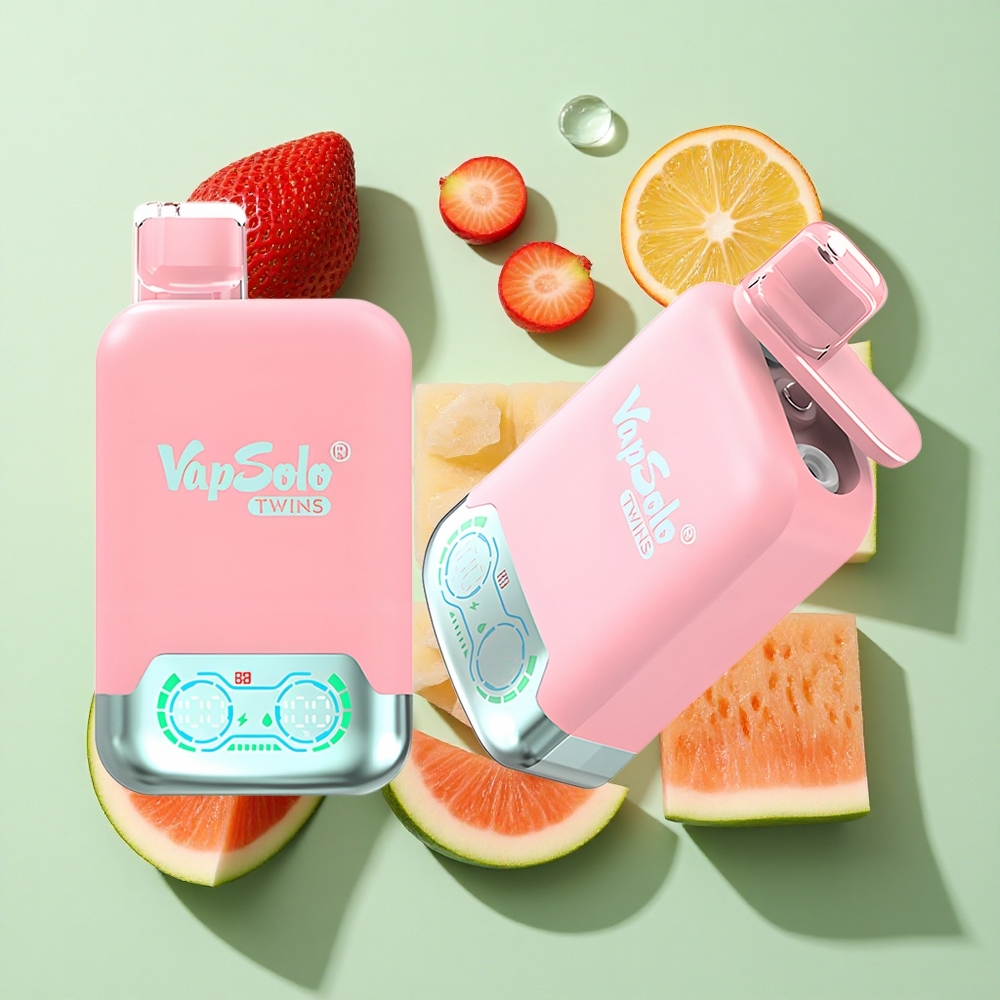 Vapsolo Twins 20000 Puffs Jordbæris & Mango Fersken Vannmelon Engros Norge Type-C 40 ml