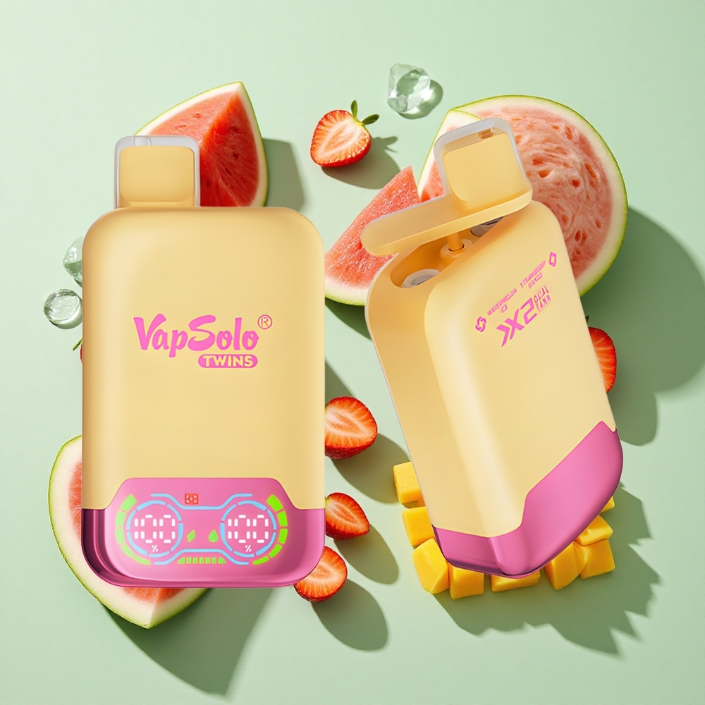 Vapsolo Twins 20000 Puffs Vannmelon Is & Jordbær Mango Engangs Vape 40ml engros Norge Type-C