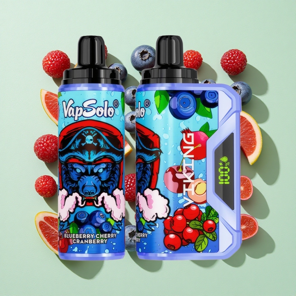 VapSolo VIKING 12000 Puffs Blåbær Kirsebær Tyttebær 22ml engros Norge Type-C