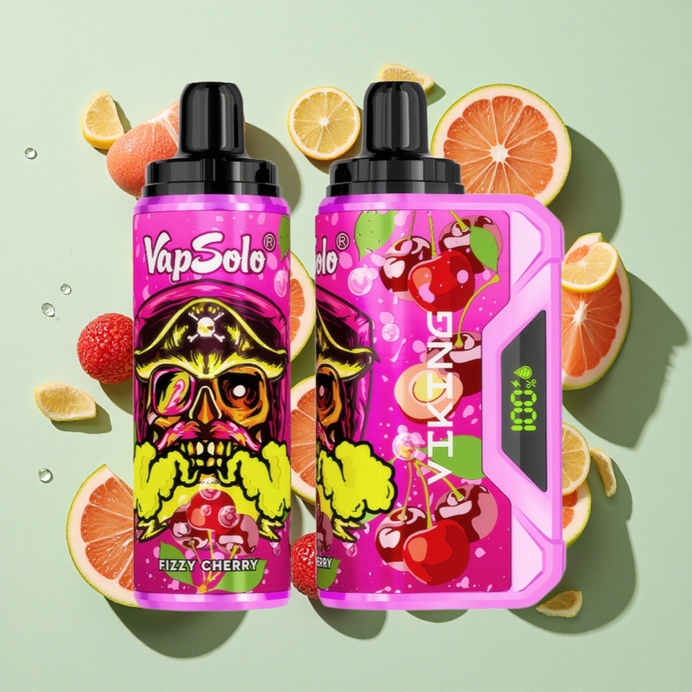 VapSolo VIKING 12000 Puffs Fizzy Kirsebær Engangs Vape 22ml engros Norge Type-C