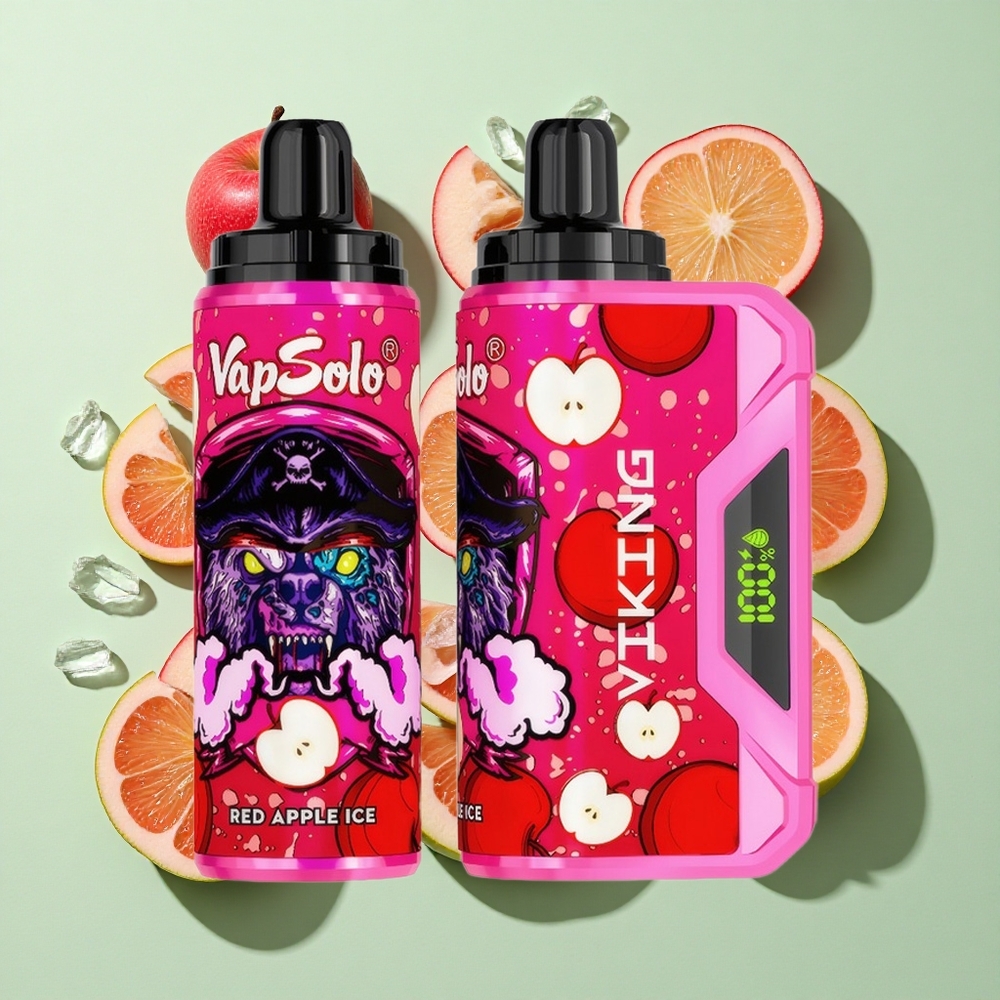 VapSolo VIKING 12000 Puffs Rød Eple Is Engangs Vape 22ml engros Norge Type-C