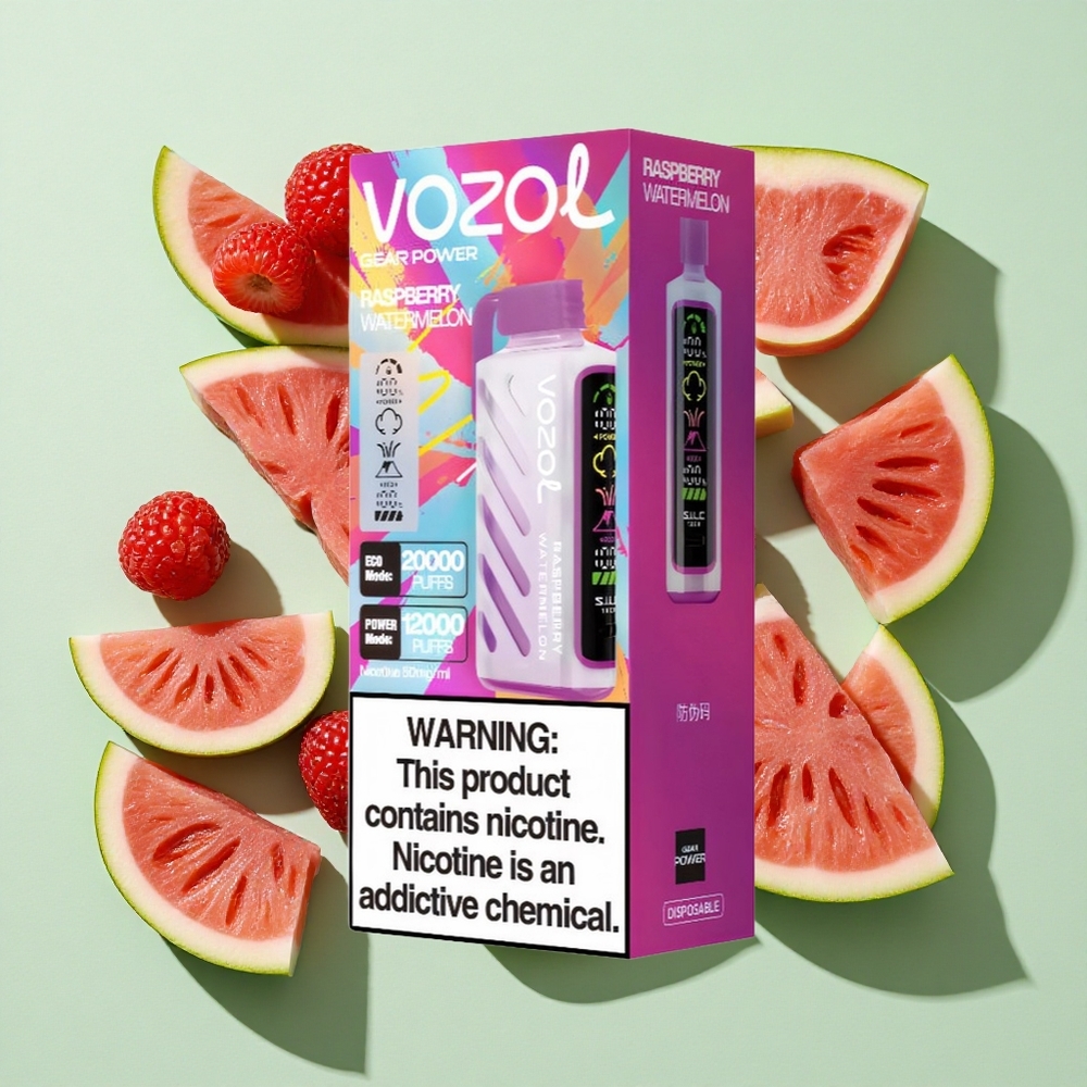 VOZOL Gear Power 20000 Puffs Bringebær Vannmelon engros Norge S.i.L.C. Tech Dual Mesh Coil