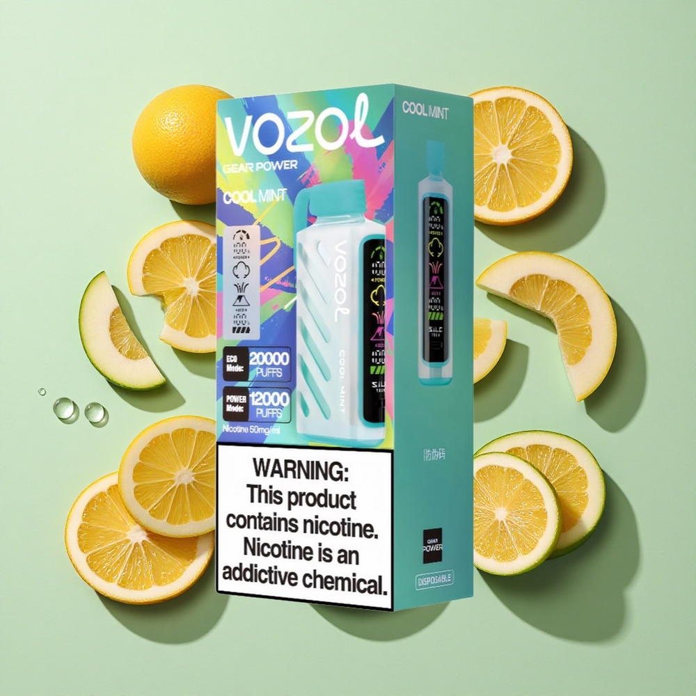 VOZOL Gear Power 20000 Puffs Cool Mynte (Kjølig Mynte) engros Norge S.i.L.C. Tech Dual Mesh Coil