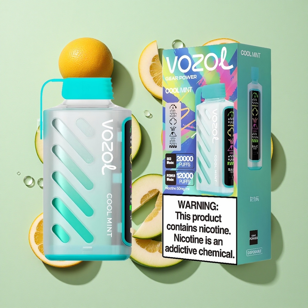 VOZOL Gear Power 20000 Puffs Cool Mynte (Kjølig Mynte) engros Norge S.i.L.C. Tech Dual Mesh Coil