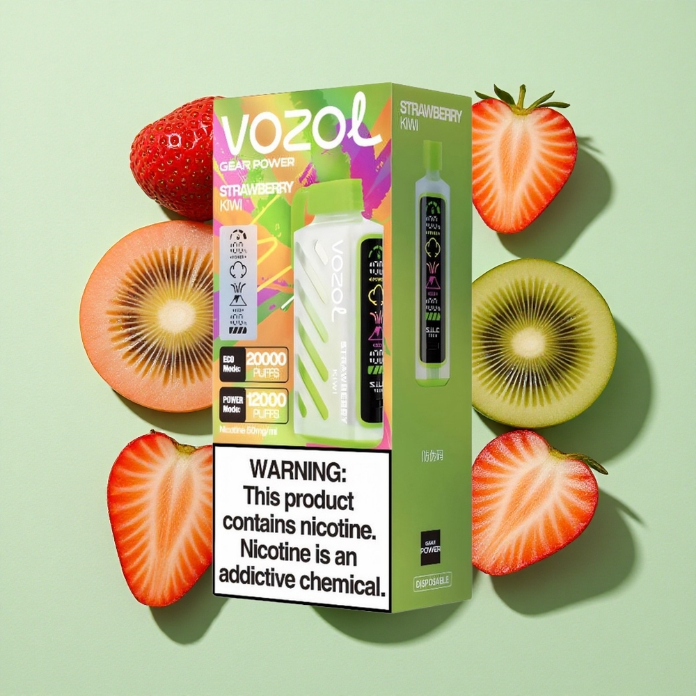 VOZOL Gear Power 20000 Puffs Jordbær Kiwi engros Norge Dual Mesh Coil Full Skjerm Skjerm