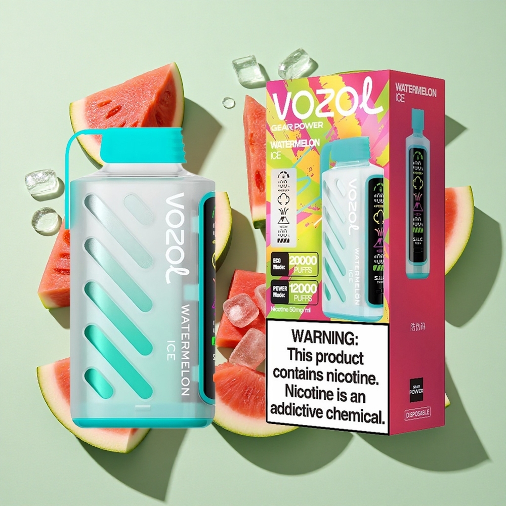 VOZOL Gear Power 20000 Puffs Vannmelon Is engros Norge Dual Mesh Coil Full Screen Display
